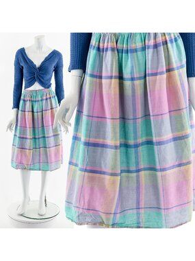 Pastel Rainbow Madras Cotton Skirt